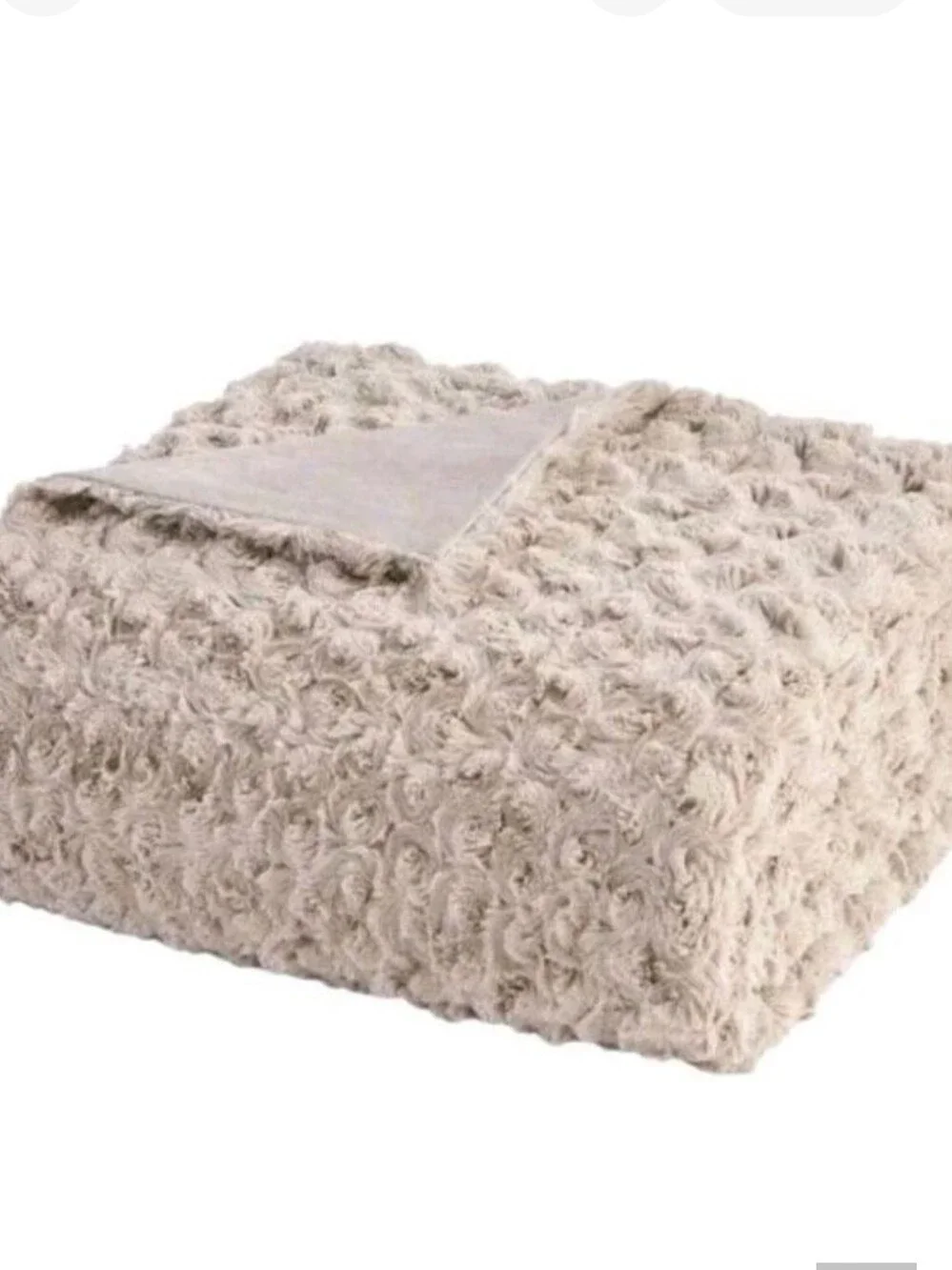 Casual Living Faux Fur Throw Blanket for Couch Sofa - Cream 60x70 Inches